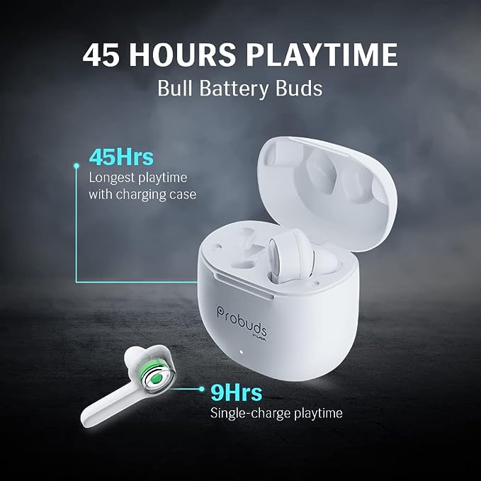 Lava Probuds 21 45 Hrs Playtime with 60Mah Bull Battery Touch Control Bluetooth Truly Wireless in Ear Earbuds with Mic Type-C Fast Charging Voice Assistant & Ipx4 (White) Lava Probuds 21 45 Hrs Playtime with 60Mah Bull Battery Touch Control Bluetooth Truly Wireless in Ear Earbuds with Mic Type-C Fast Charging Voice Assistant & Ipx4 (White)